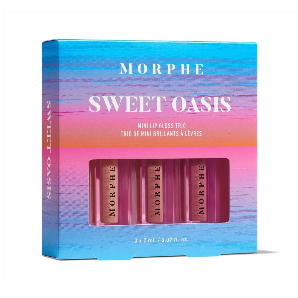 Morphe Sweet Oasis Mini Lip Gloss Trio Shimmering Golden Pink Apricot Rose BNIB